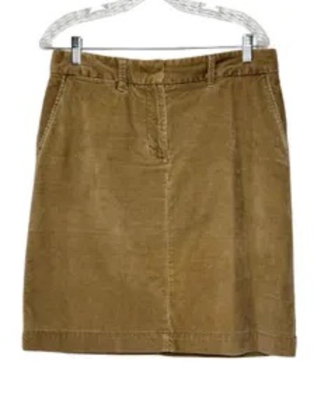 Vintage L.L. Bean Favorite Fit Corduroy Skirt | Camel Brown Cotton Blend Sz 12 - Picture 3 of 10